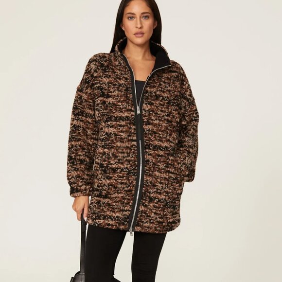 Varley Romar Cardigan Wool Blend Sweater Brown Black XL - Picture 1 of 6